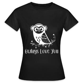 Owlays Love You - Propriétaires et amoureux des hiboux - T-shirt Femme - noir - Devant - AI Model Female 172 dark (172cm)