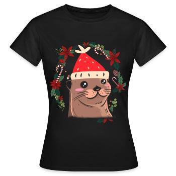 Loutre de Noël laide - T-shirt Femme - noir - Devant - AI Model Female 172 dark (172cm)