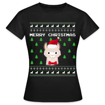 Lama de Noël laid - T-shirt Femme - noir - Devant - AI Model Female 172 dark (172cm)