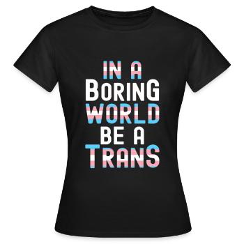 Transgender - Frauen T-Shirt - Schwarz - Vorne - AI Model Female 172 dark (172cm)