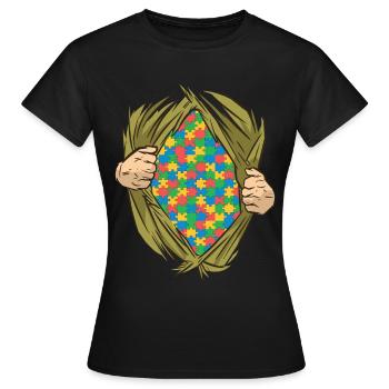 Autistic Autism Autistic - Women's T-Shirt - black - Front - AI Model Female 172 dark (172cm)