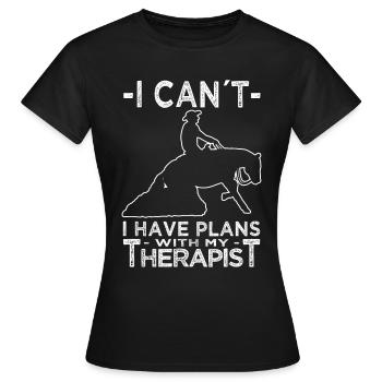 Équitation Western - Cavalier Western - Cheval Western - T-shirt Femme - noir - Devant - AI Model Female 172 dark (172cm)