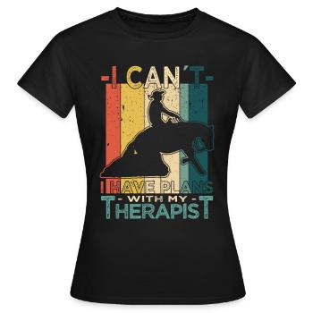 Équitation Western - Cavalier Western - Cheval Western - T-shirt Femme - noir - Devant - AI Model Female 172 dark (172cm)
