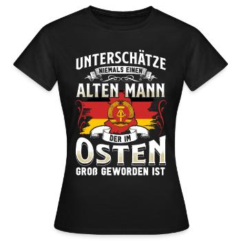 Ossi Geschenk Ostdeutschland NVA Germania Osten - Frauen T-Shirt - Schwarz - Vorne - AI Model Female 172 dark (172cm)