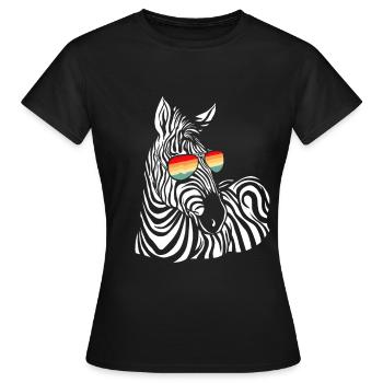 Zebra Gift Noir et Blanc Safari Savannah Steppe - T-shirt Femme - noir - Devant - AI Model Female 172 dark (172cm)