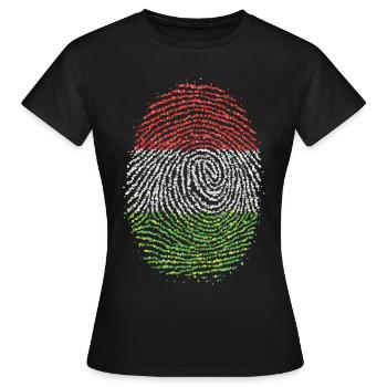 Hongrie Hongrois Hongrois Empreintes Digitales Flag - T-shirt Femme - noir - Devant - AI Model Female 172 dark (172cm)