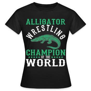 Crocodile Alligator Wrestling Reptile Gift - Women's T-Shirt - black - Front - AI Model Female 172 dark (172cm)