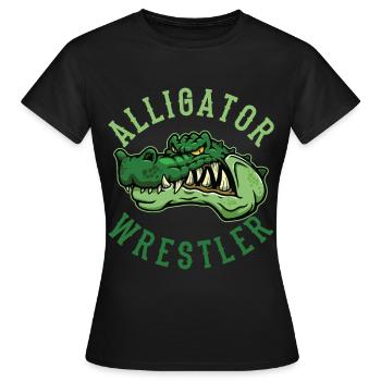 Crocodile Alligator Wrestling Reptile Gift - Women's T-Shirt - black - Front - AI Model Female 172 dark (172cm)