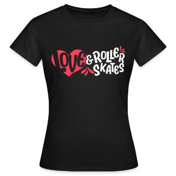 Rollschuhlaufen Liebe & Rollschuhe Rollerskate - Frauen T-Shirt - Schwarz - Vorne - AI Model Female 172 dark (172cm)