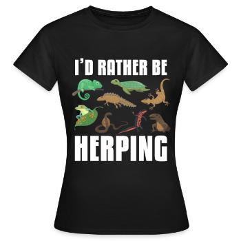 Ich Würde Eher Reptilien-amphibien Herpingen - Frauen T-Shirt - Schwarz - Vorne - AI Model Female 172 dark (172cm)