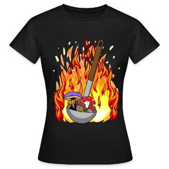 Pilze Kochkunst feurig giftig Mittelalter Küche - Frauen T-Shirt - Schwarz - Vorne - AI Model Female 172 dark (172cm)