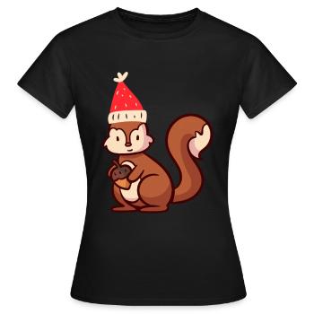 squirrel Ugly Christmas Christmas Xmas - Women's T-Shirt - black - Front - AI Model Female 172 dark (172cm)