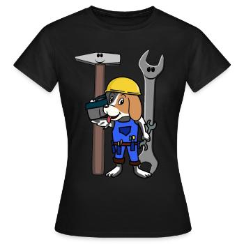 Baustelle Handwerker Hund Werkzeug Schutzhelm Job - Frauen T-Shirt - Schwarz - Vorne - AI Model Female 172 dark (172cm)