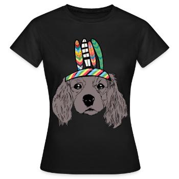 Hundekopf indianisch Kinder Hund Hunde - Frauen T-Shirt - Schwarz - Vorne - AI Model Female 172 dark (172cm)