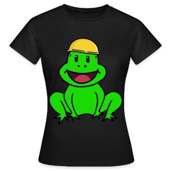 Handwerker Baustellen Frosch Schutzhelm Chef Kröte - Frauen T-Shirt - Schwarz - Vorne - AI Model Female 172 dark (172cm)