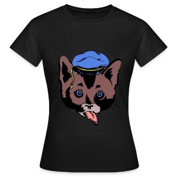 Cat’s Head Sailor Sailor Ship Ahoi maritim - T-shirt Femme - noir - Devant - AI Model Female 172 dark (172cm)
