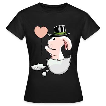 Lapin de Pâques Ballon Oeuf Coquille Lapin de Pâques - T-shirt Femme - noir - Devant - AI Model Female 172 dark (172cm)