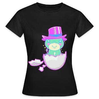Bébé Naissance Grossesse Fantaisie Coquille d’Œuf - T-shirt Femme - noir - Devant - AI Model Female 172 dark (172cm)