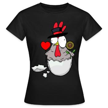 Birthday Chicken Congratulations Congratulations Birth - Women's T-Shirt - black - Front - AI Model Female 172 dark (172cm)