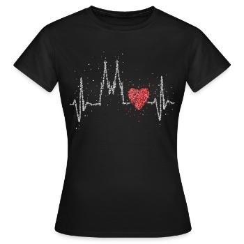 Kölner Dom Herzschlag Kölnerin Kölsch Cologne - Frauen T-Shirt - Schwarz - Vorne - AI Model Female 172 dark (172cm)