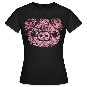 Cochon Cochon Cochon Costume De Porc Carnaval de Remplacement - T-shirt Femme - noir - Devant - AI Model Female 172 dark (172cm)