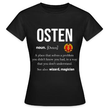 Ossi Geschenk Ostdeutschland NVA Germania Osten - Frauen T-Shirt - Schwarz - Vorne - AI Model Female 172 dark (172cm)