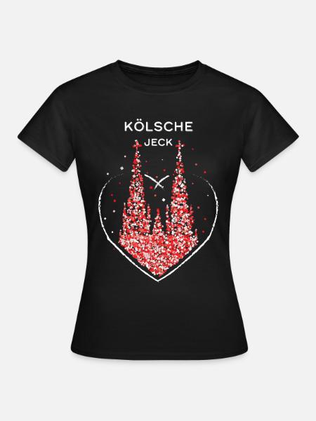 Kölsche Jeck Kölner Dom Köln Rot Weiss Karneval - Frauen T-Shirt - Schwarz