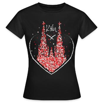 Kölner Dom Köln Rot Weiss Karneval Kostümersatz - Frauen T-Shirt - Schwarz - Vorne - AI Model Female 172 dark (172cm)