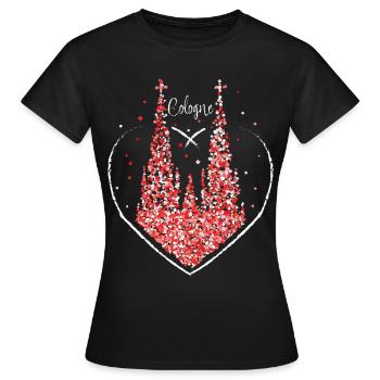 Kölner Dom Cologne Rot Weiss Karneval Kostümersatz - Frauen T-Shirt - Schwarz - Vorne - AI Model Female 172 dark (172cm)