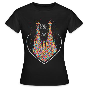 Cathédrale de Cologne Cologne Kölle Colonia Carnaval - T-shirt Femme - noir - Devant - AI Model Female 172 dark (172cm)