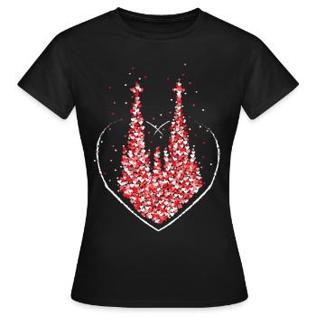 Köln Kölner Dom Rot Weiss Karneval Fastelovend - Frauen T-Shirt - Schwarz - Vorne - AI Model Female 172 dark (172cm)