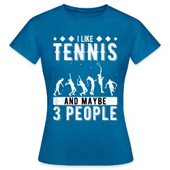 Tennisser Tennis - Vrouwen T-shirt - antieke blauwe saffier gemêleerd - Voor - AI Model Female 172 dark (172cm)