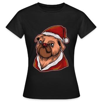 Kerst lelijke kerstcadeau Xmas Pug Pug - Vrouwen T-shirt - zwart - Voor - AI Model Female 172 dark (172cm)