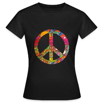 Hippie Peace Groovy Flowerpower Boho Woodstock - T-shirt Femme - noir - Devant - AI Model Female 172 dark (172cm)