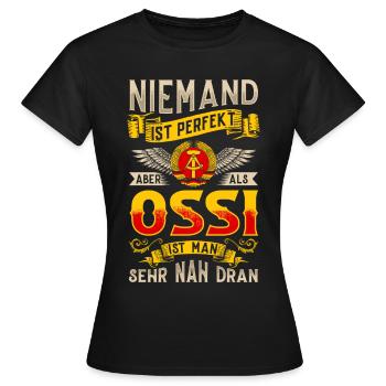 Ossi Geschenk Ostdeutschland NVA Germania Osten - Frauen T-Shirt - Schwarz - Vorne - AI Model Female 172 dark (172cm)