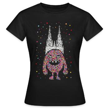 Confettis Cathédrale de Cologne Carnaval Viva Colonia Kölle Jeck - T-shirt Femme - noir - Devant - AI Model Female 172 dark (172cm)