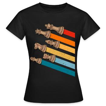 Schachfiguren Vintage Farben - Frauen T-Shirt - Schwarz - Vorne - AI Model Female 172 dark (172cm)