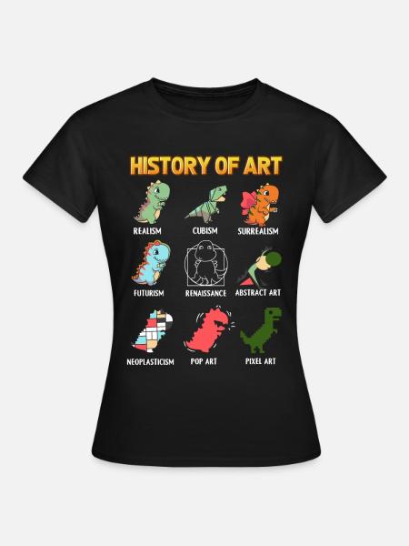 Kunstgeschichte mit Dinosauriern Englisch - Frauen T-Shirt - Schwarz