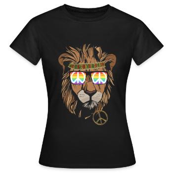 Hippie Peace Groovy Flowerpower Boho Woodstock - T-shirt Femme - noir - Devant - AI Model Female 172 dark (172cm)