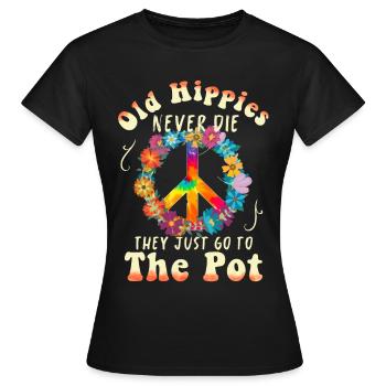 Hippie Peace Groovy Flowerpower Boho Woodstock - T-shirt Femme - noir - Devant - AI Model Female 172 dark (172cm)