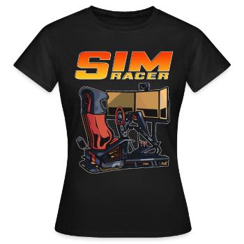 Sim Racer Driving Simulator Driver Gamer - Women's T-Shirt - black - Front - AI Model Female 172 dark (172cm)