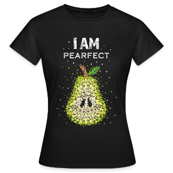 Costume de poire Remplacement Carnaval Confettis - T-shirt Femme - noir - Devant - AI Model Female 172 dark (172cm)