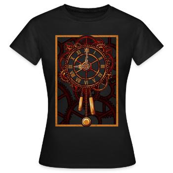 Steampunk Wall Clock Gears - T-shirt Femme - noir - Devant - AI Model Female 172 dark (172cm)