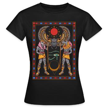 Ägyptische Götter Ra Horus Hieroglyphe - Frauen T-Shirt - Schwarz - Vorne - AI Model Female 172 dark (172cm)