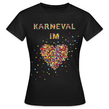 Karneval im Herzen Fastelovend Konfetti Jeck - Frauen T-Shirt - Schwarz - Vorne - AI Model Female 172 dark (172cm)