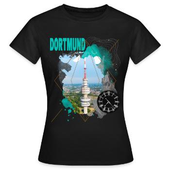 Dortmund Germany City Skyline Vintage Retro - Women's T-Shirt - black - Front - AI Model Female 172 dark (172cm)