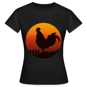 Hühner Hahn Bauer Geflügel Henne Gockel Küken - Frauen T-Shirt - Schwarz - Vorne - AI Model Female 172 dark (172cm)