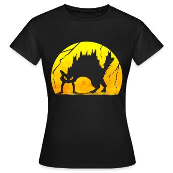 Scary Scared Black Cat Makes A Hump on Halloween - Frauen T-Shirt - Schwarz - Vorne - AI Model Female 172 dark (172cm)