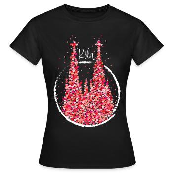 Carnaval de la cathédrale de Cologne Confettis du carnaval Kölnerin - T-shirt Femme - noir - Devant - AI Model Female 172 dark (172cm)