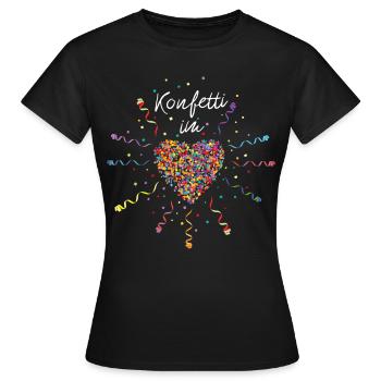 Konfetti im Herz Karneval Fasching Rosenmontag - Frauen T-Shirt - Schwarz - Vorne - AI Model Female 172 dark (172cm)